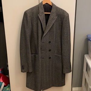 Grey wool herring bone topcoat from Theory